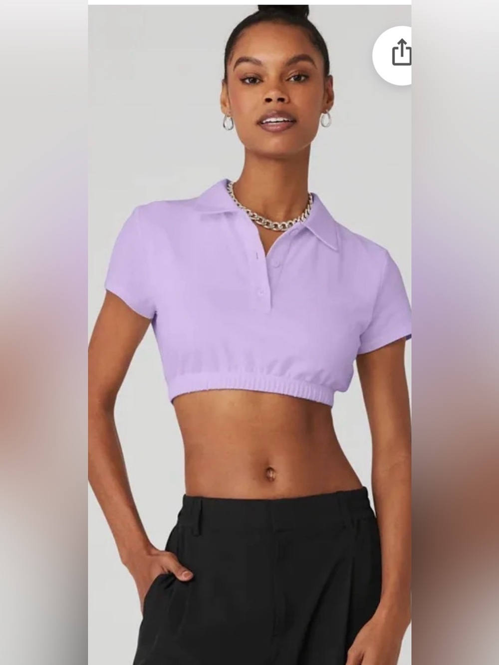 ALO Yoga Cropped Prestige Polo Top